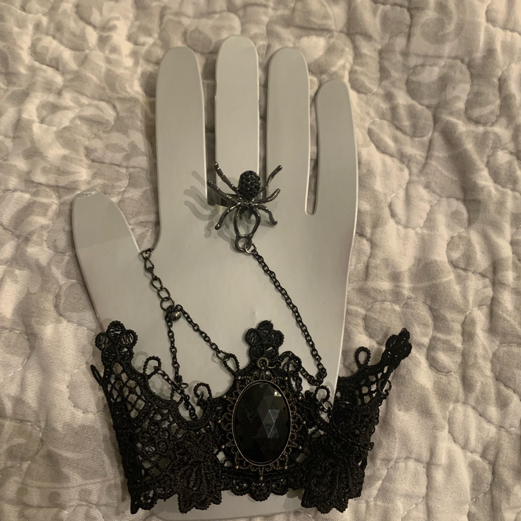 Spirit Black Gothic Lace Bracelet With Spider Ring